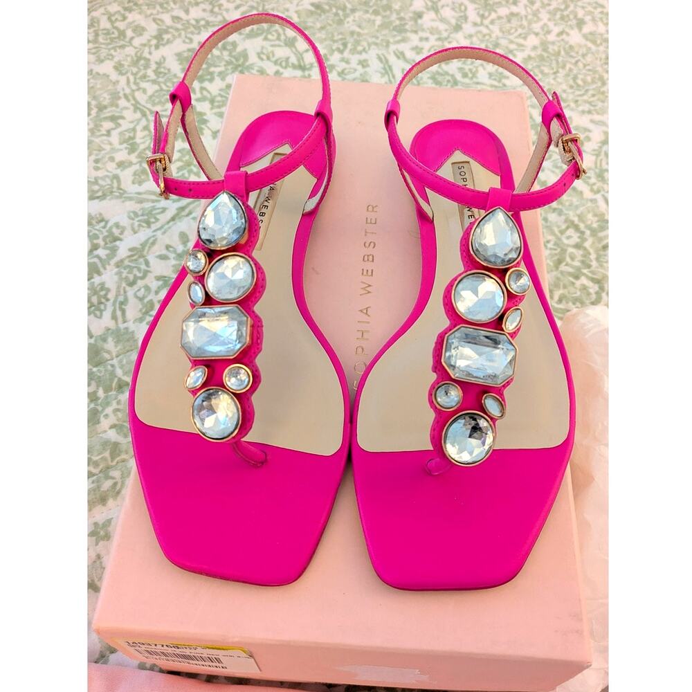Sophia Webster Leather Fuchsia Ritzy Flat Sandals